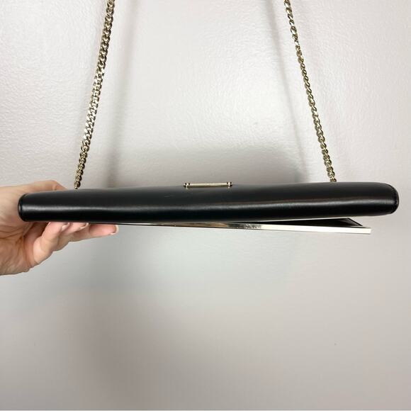 Marciano Black Leather Shoulder Envelope Bag Clutch Gold Chain And Details - Picture 10 of 12
